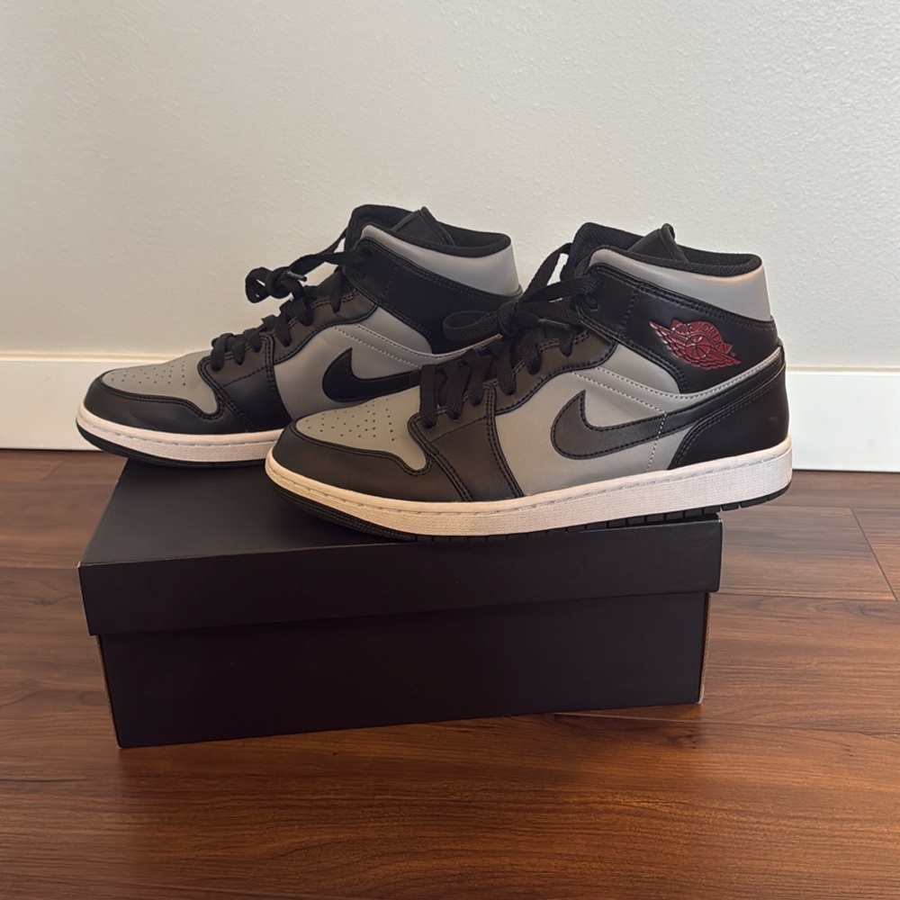 Air Jordan 1 mid - black/gym red-particle grey